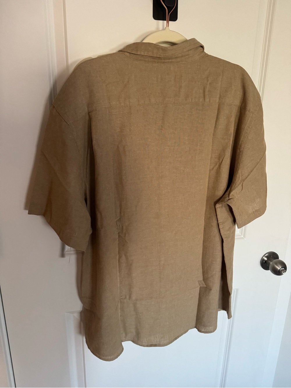 NWT Old Navy Men's Everyday Linen-Blend Short-Sleeve Shirt in tan Size XL - Picture 2 of 4